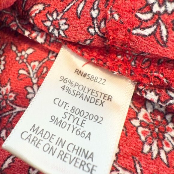 Max Studio Prairie Red Floral tiered maxi dress V neck crop puffy sleeves SZ LG - Picture 3 of 10